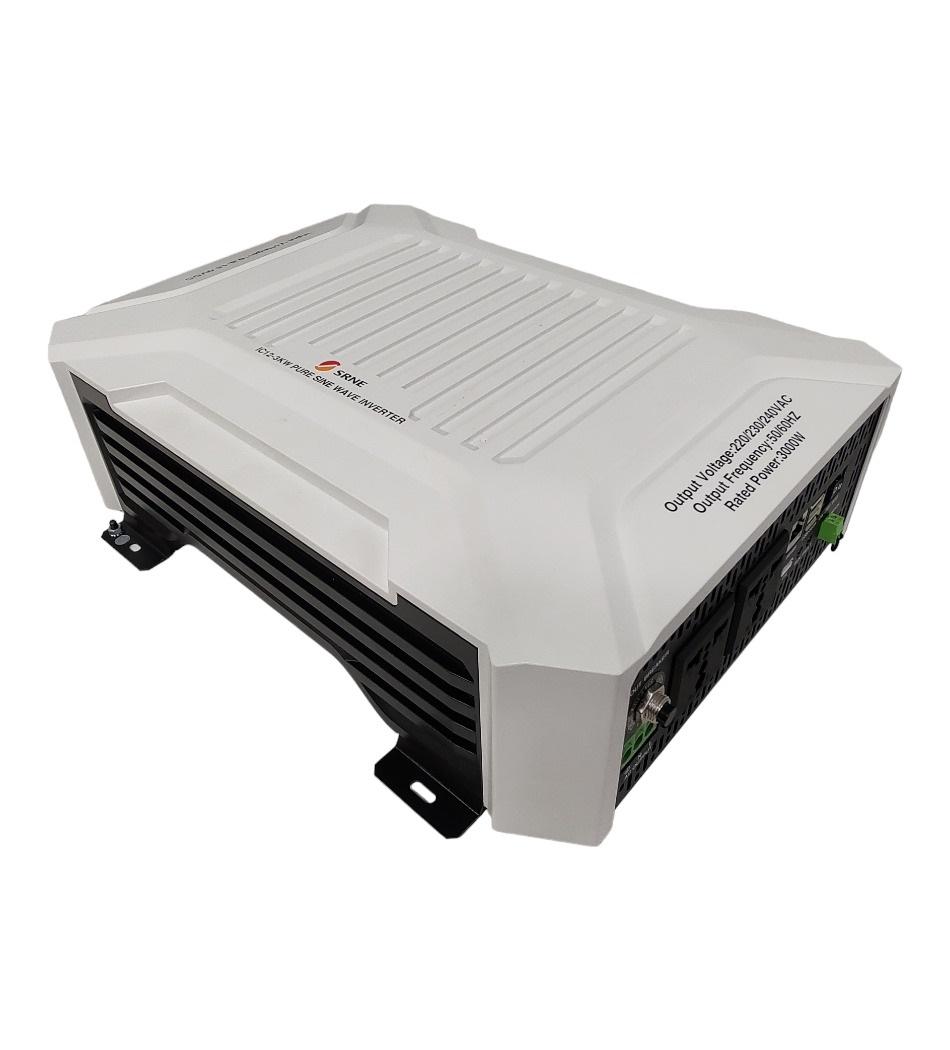 INVERSOR 12V, 3000W, ONDA SENOIDAL PURA CON BLUETOOTH. (CÓDIGO: 800300100100)

CARACTERÍSTICAS:
Inversor solar aislado de 3000 W IC12-3KW de onda sinusoidal pura.
Inversor de onda sinusoidal pura de alta frecuencia de la serie IC.
Tensión nominal de la batería: 12 V CC.
Potencia de salida nominal: 3000 W.

 Estable:
tecnología avanzada de modulación SPWM con salida de onda sinusoidal pura y alta calidad de potencia. Se seleccionan dispositivos de alta densidad de potencia y larga duración para soportar un funcionamiento prolongado a plena potencia.

Eficiencia: Alta eficiencia de conversión, bajas pérdidas y baja distorsión armónica. Múltiples modos de funcionamiento para un máximo ahorro de energía.

 Inteligente: Bluetooth de serie, compatible con aplicación móvil para visualizar los parámetros de funcionamiento del dispositivo. Múltiples interfaces de expansión para satisfacer las diversas necesidades de los usuarios.
 
Seguridad: Con protección contra sobretensión y descarga excesiva de la batería, protección contra sobrecarga y cortocircuito, y protección contra sobretemperatura. (Sin protección contra conexión inversa, NO se permite la conexión inversa).
 
Tensión de salida: 230 V CA
Tipo: Convertidores CC/CC, inversores CC/CA
Certificaciones: CE, RoHS, IEC62109-1/2, EN61000-6-2/4
Peso: 6,0 kg
Frecuencia de salida: 50 Hz
Eficiencia de salida nominal: >90 %
Grado de protección IP: IP20
Tensión de entrada: 12/2 V CC
Corriente de salida: 80 A
Método de refrigeración: Refrigeración neutra + ventilador inteligente